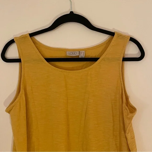 Logo by Lori Goldstein mustard, yellow 100% cotton burnout, tank top size large - Picture 2 of 9